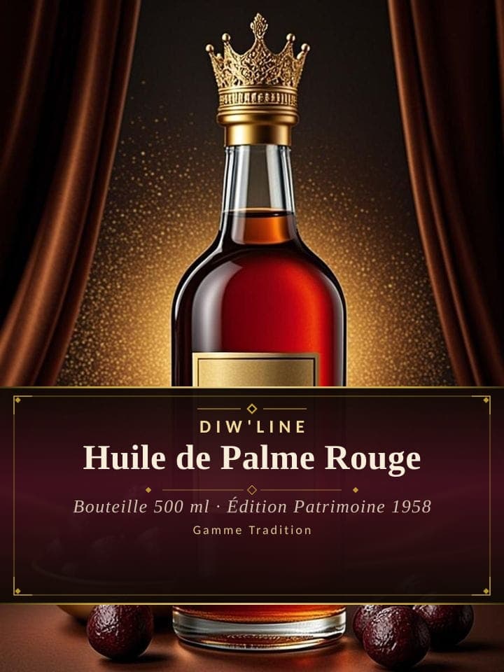 Huile de Palme Rouge — Bouteille 500 ml, Édition Patrimoine 1958 (référence DL-007)